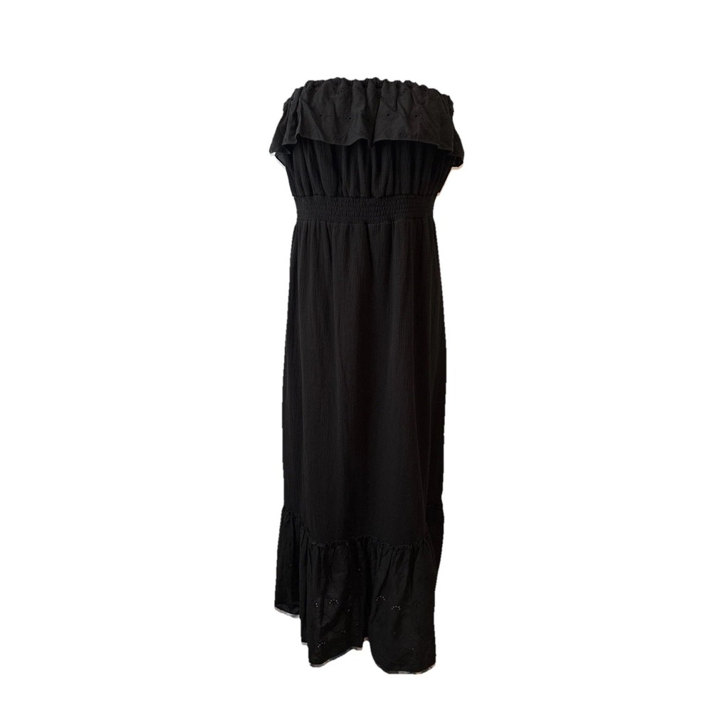Eyeshadow Off Shoulder‎ Eyelet Ruffle Crinkle Lined Maxi Dress 1X Boho Resort